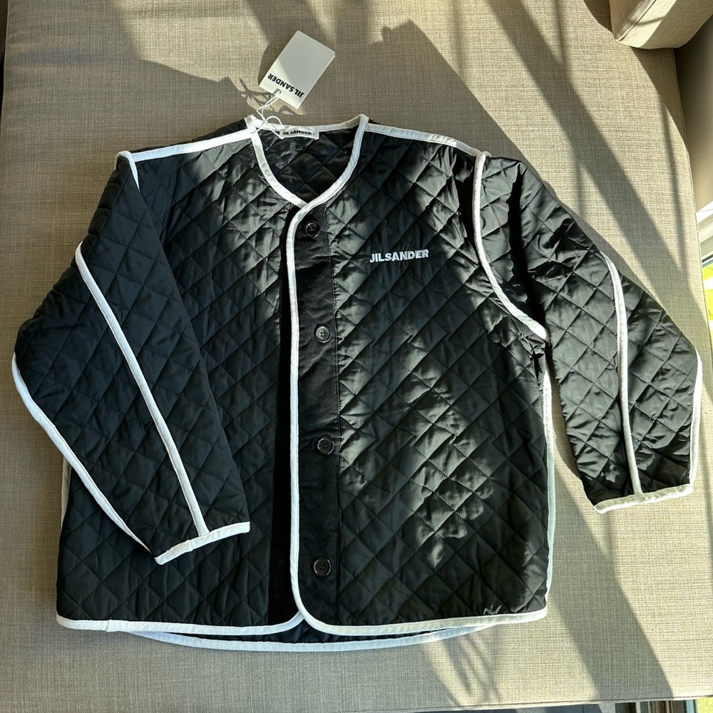 Jil Sander Black Quilted Jacket With Contrast Trim M